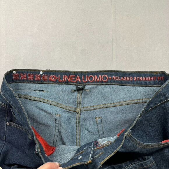 Linea Uomo Jeans Mens 42x30 Blue Relaxed Baggy Denim Skate Grunge Dark Wash‎ - Picture 9 of 16